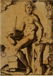 Uomo seduto con flauto